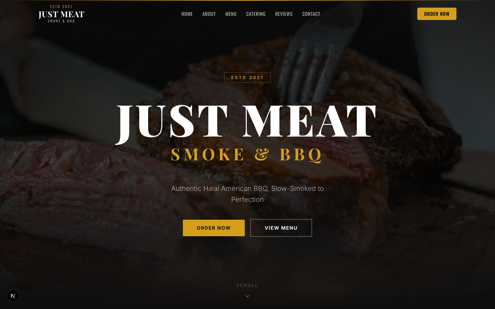 Just Meat Smoke & BBQ — Web · Hospitality